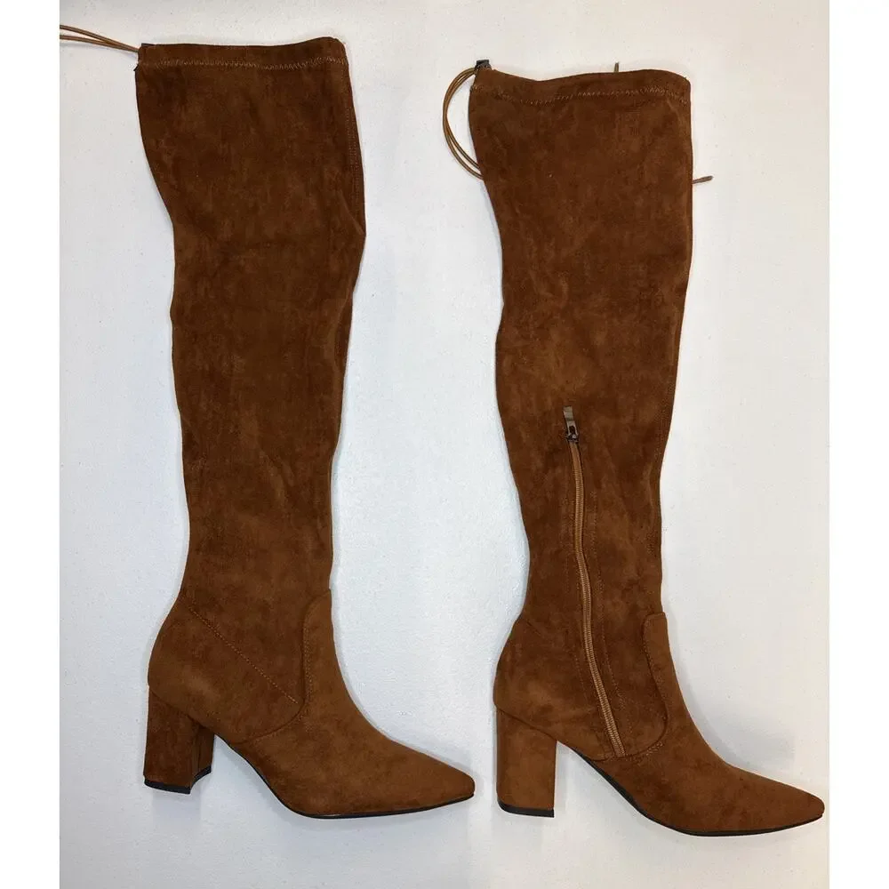 Venus Celia Women's Charlotte OverKnee Stretchy Boot Brown Size 7
